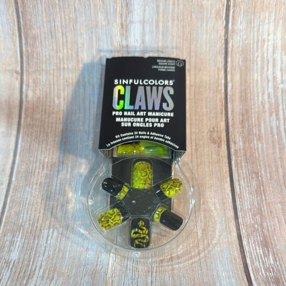 Claws Pro Nail Art Press on Nails - Black and Yellow #2659 Item #PHK395